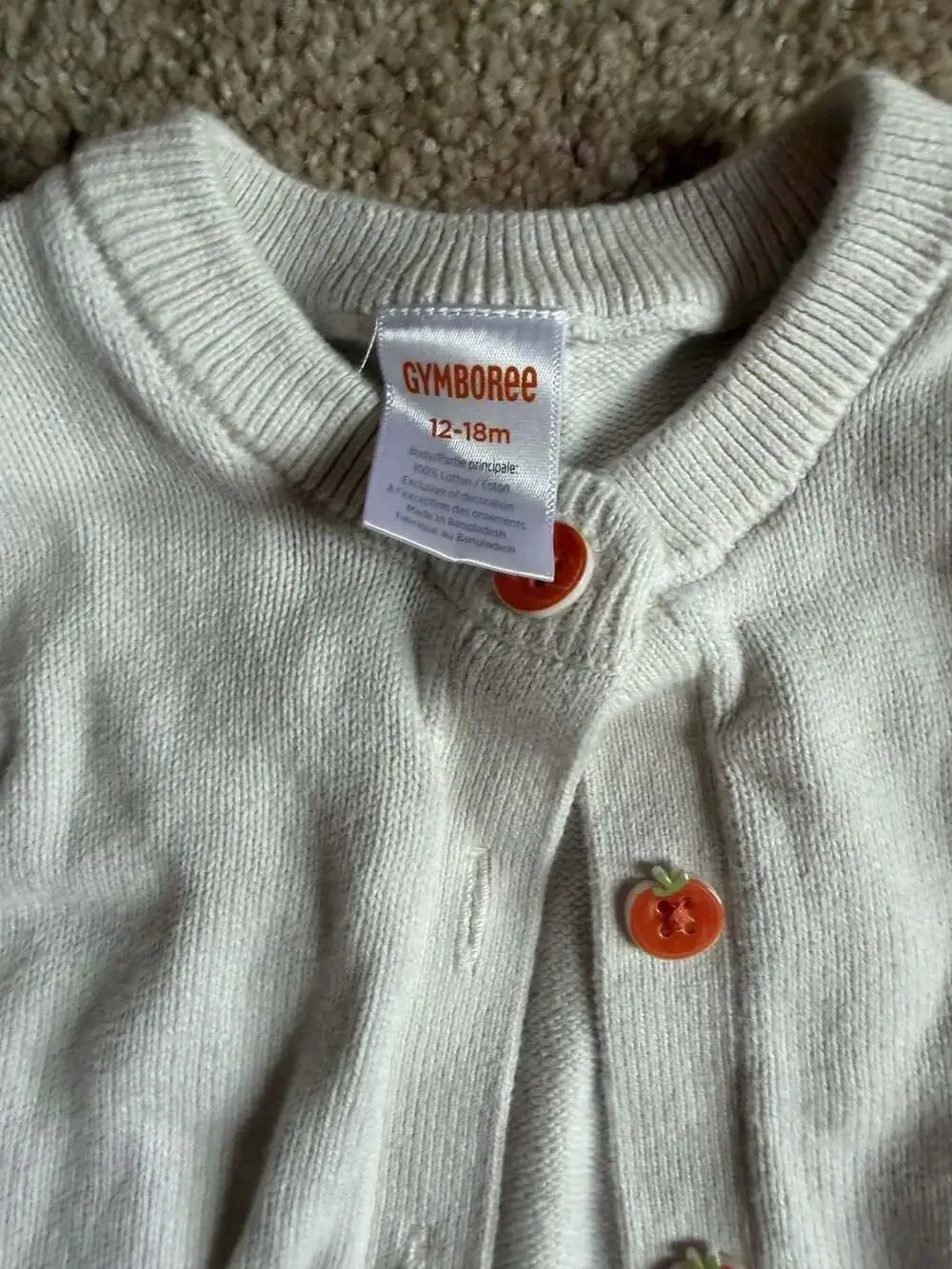 Gymboree Lil' Pumpkin Cardigan Sweater White 12-18M